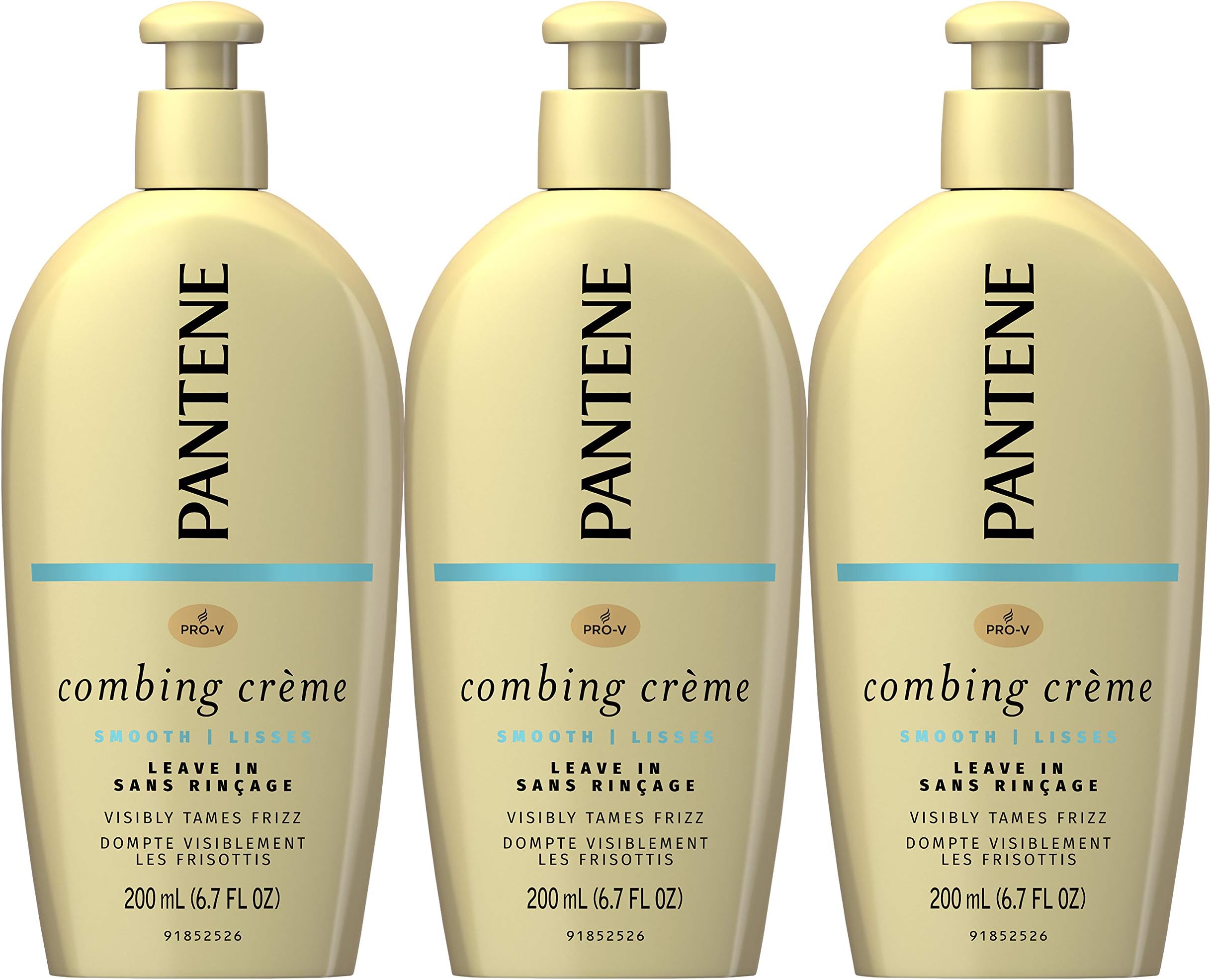 Pantene Combing Cream, Pro-V Smooth Nutrient Boost, Tame Frizz and Block Humidity, 6.7 Fl Oz, Triple Pack