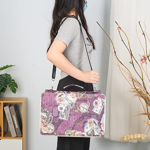 Miniatura 9 de Shulaner Estuche para lápices de colores con cierre de cremallera, gran capacidad, estilo retro, con patrón de elementos, bolsa impermeable de tela