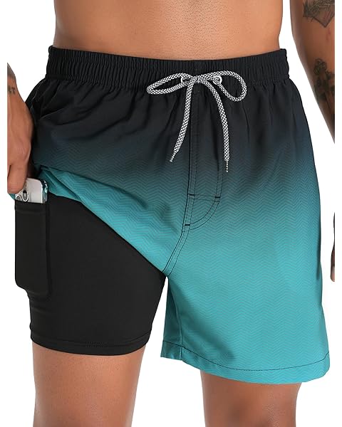 zeetoo Mens Swim Trunks with Compression Liner 5.5