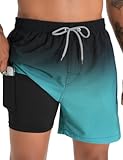 Mens Swim Trunks with Compression Liner 5&period;5" Inseam Shorts Bathing Suit Quick Dry Swimsuit