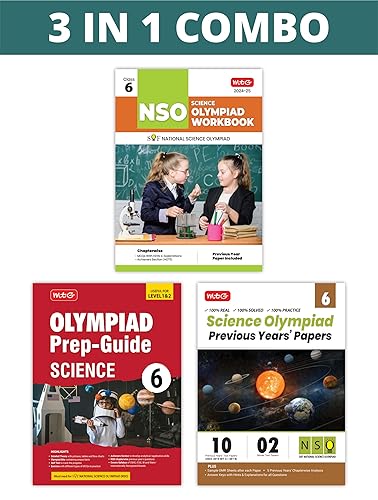 MTG National Science Olympiad (NSO) Workbook, Prep-Guide &amp; Previous Years Papers (PYQs) with Mock Test Paper Class 6 - SOF Olympiad Books For 2024-25 Exam (Set of 3 Books)