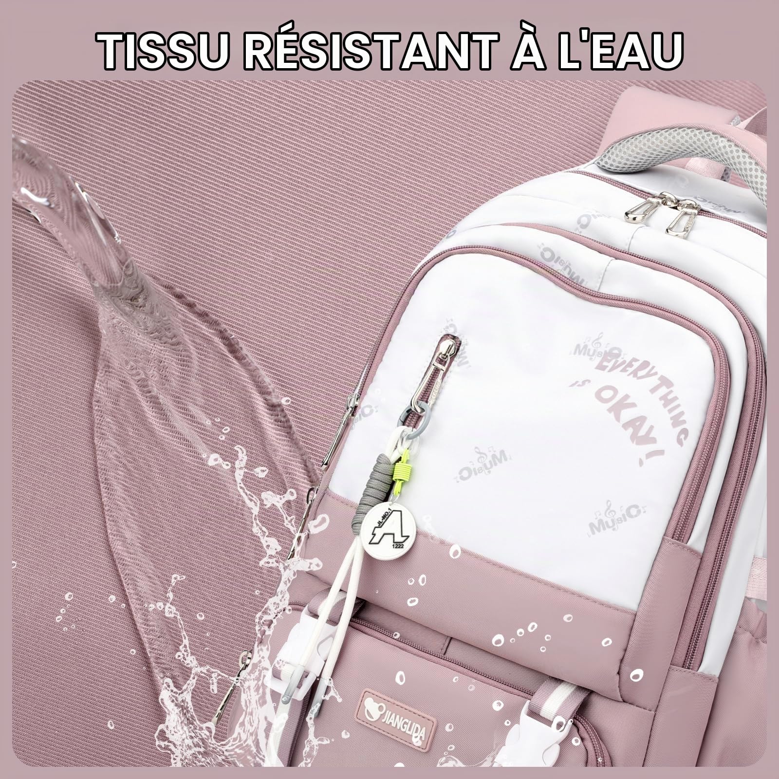 Amythe Sac à Dos pour Filles Garçons Primaire et Collège - 36 Litres Cartable Élégant et Léger pour Adolescents de 10 à 22 ans - Sac Ecole Loisir pour l'École et les Voyages