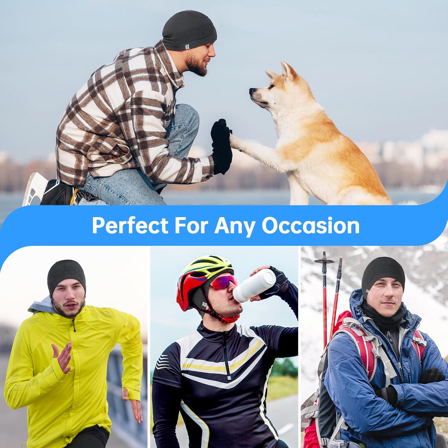 MCTi Mens Beanie Skull Caps for Men Women Thermal Helmet Liner Winter Running Hat for Skiing Hiking Outdoor Sports - Image 6