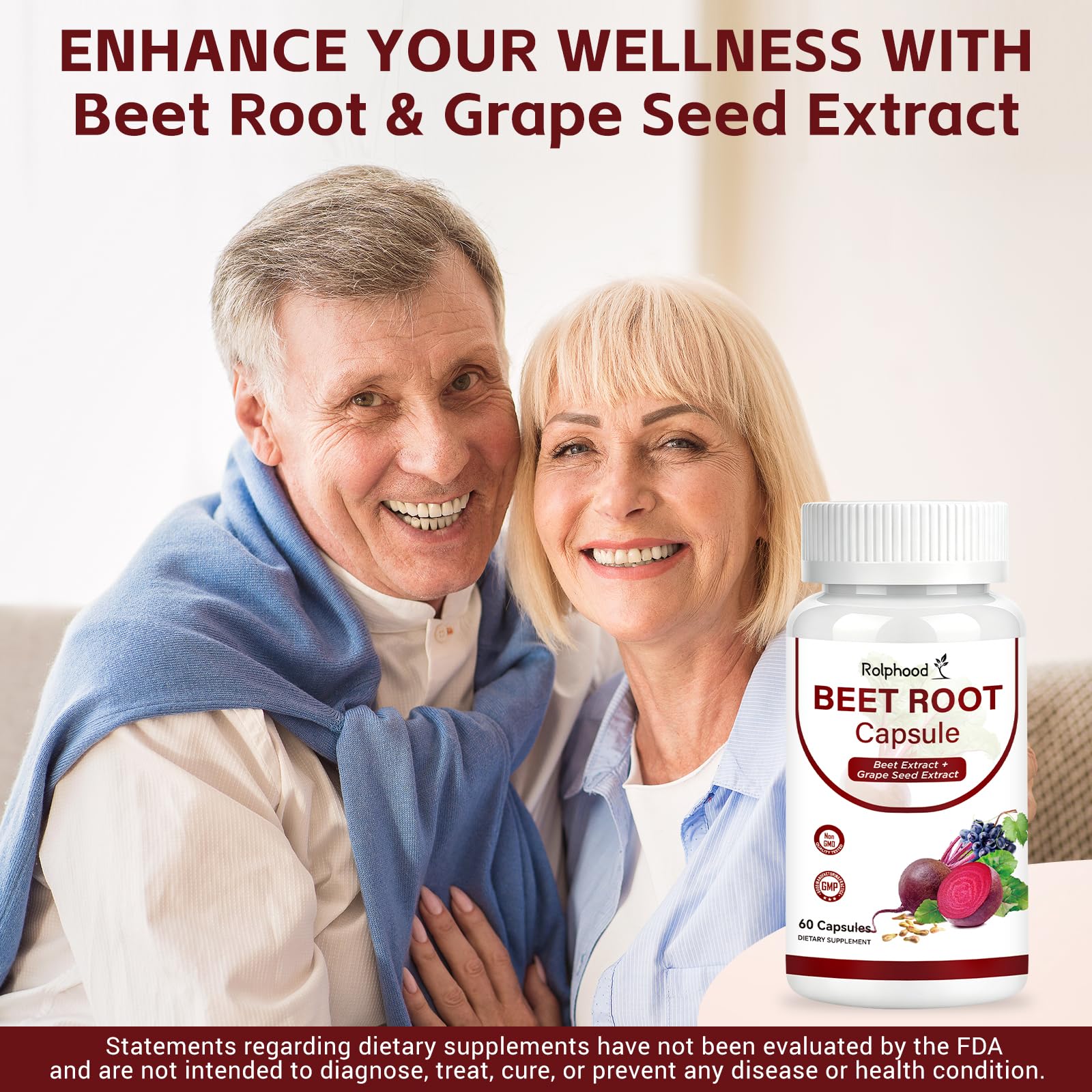 2 in 1 Organic Beet Root + Grape Seed Extract, Beet Root Capsules, Pure, Non-GMO & Gluten Free, 60 Beetroot Powder Capsules Supplement — Amazon image 5