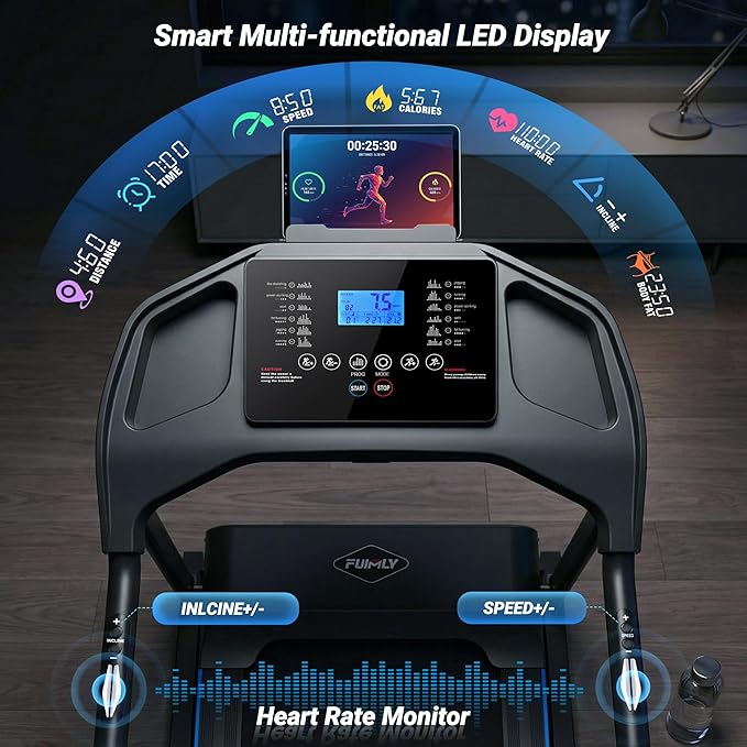 Caminadora Eléctrica Plegable 4.5 hp Inclinación Automática 20% Negro mate miniatura 3