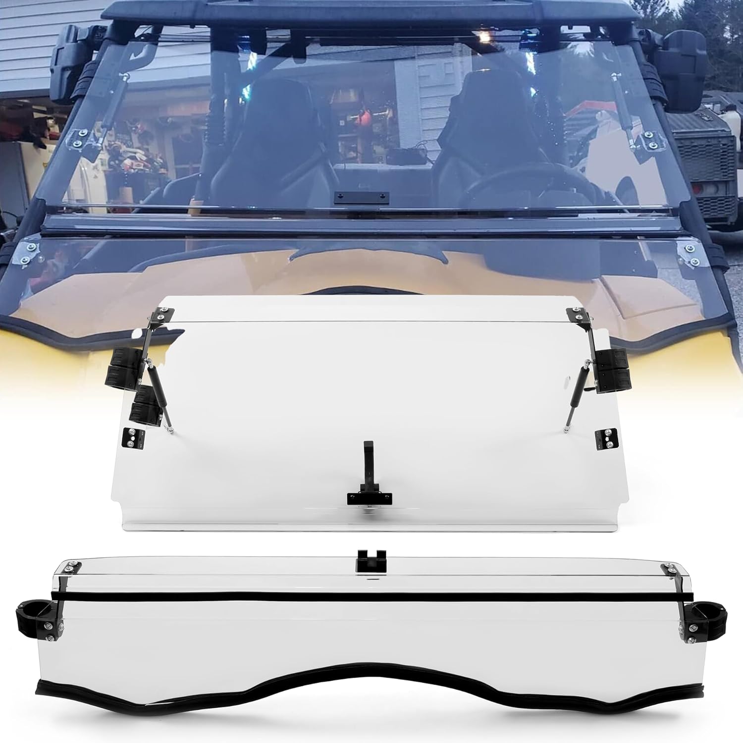 HECASA 2-in-1 Windshield Compatible with 2011-2020 Can-Am Commander 800/ 800 Max / 1000/ 1000 Max Full Clear Windscreen (Open or Closed) Scratch Resistant Stretch Bracket included