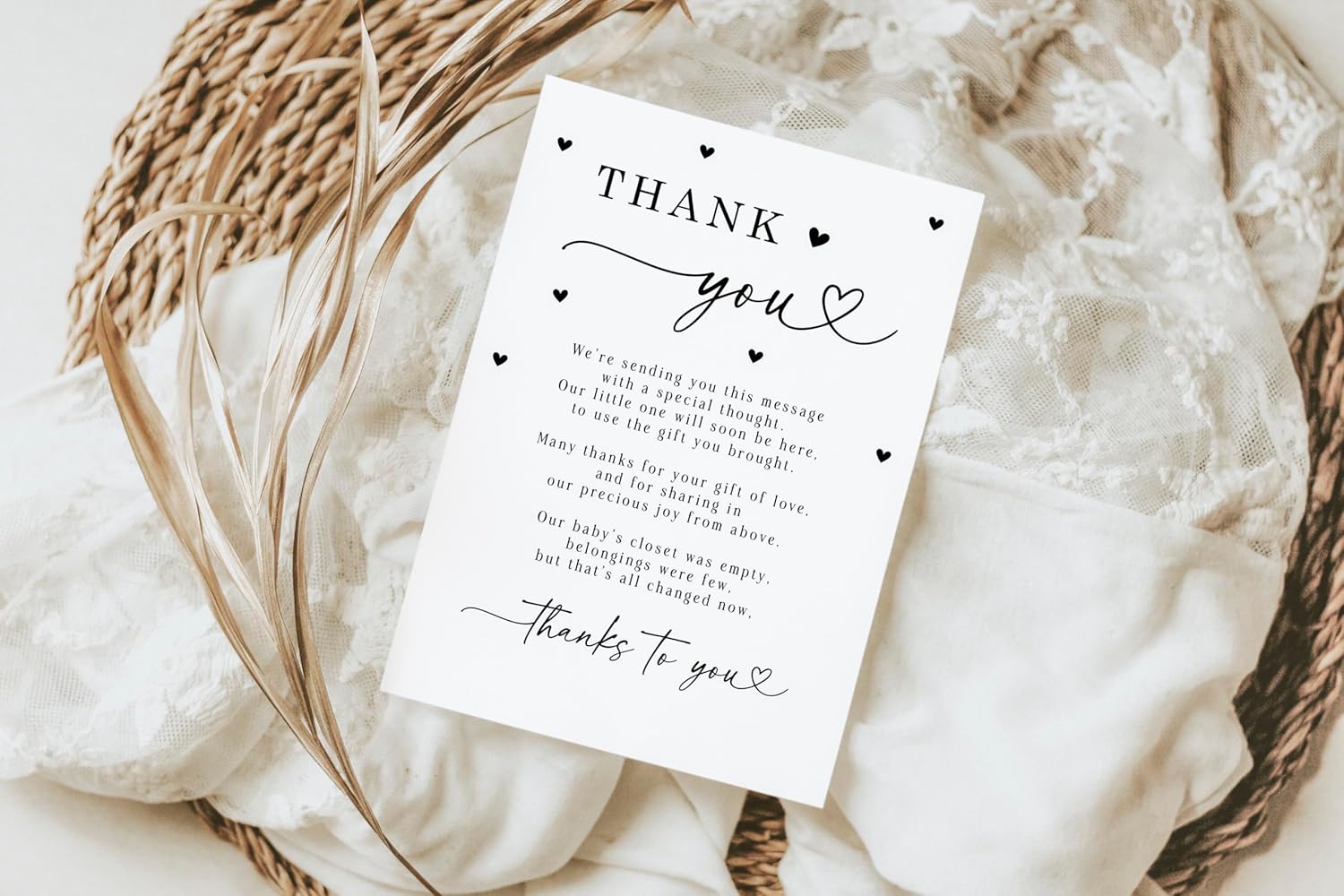 Your Main Event Prints Baby Shower Thank You Cards with Envelopes - Elegant and Convenient Gratitude Notes for Baby Showers (White) - Image 5
