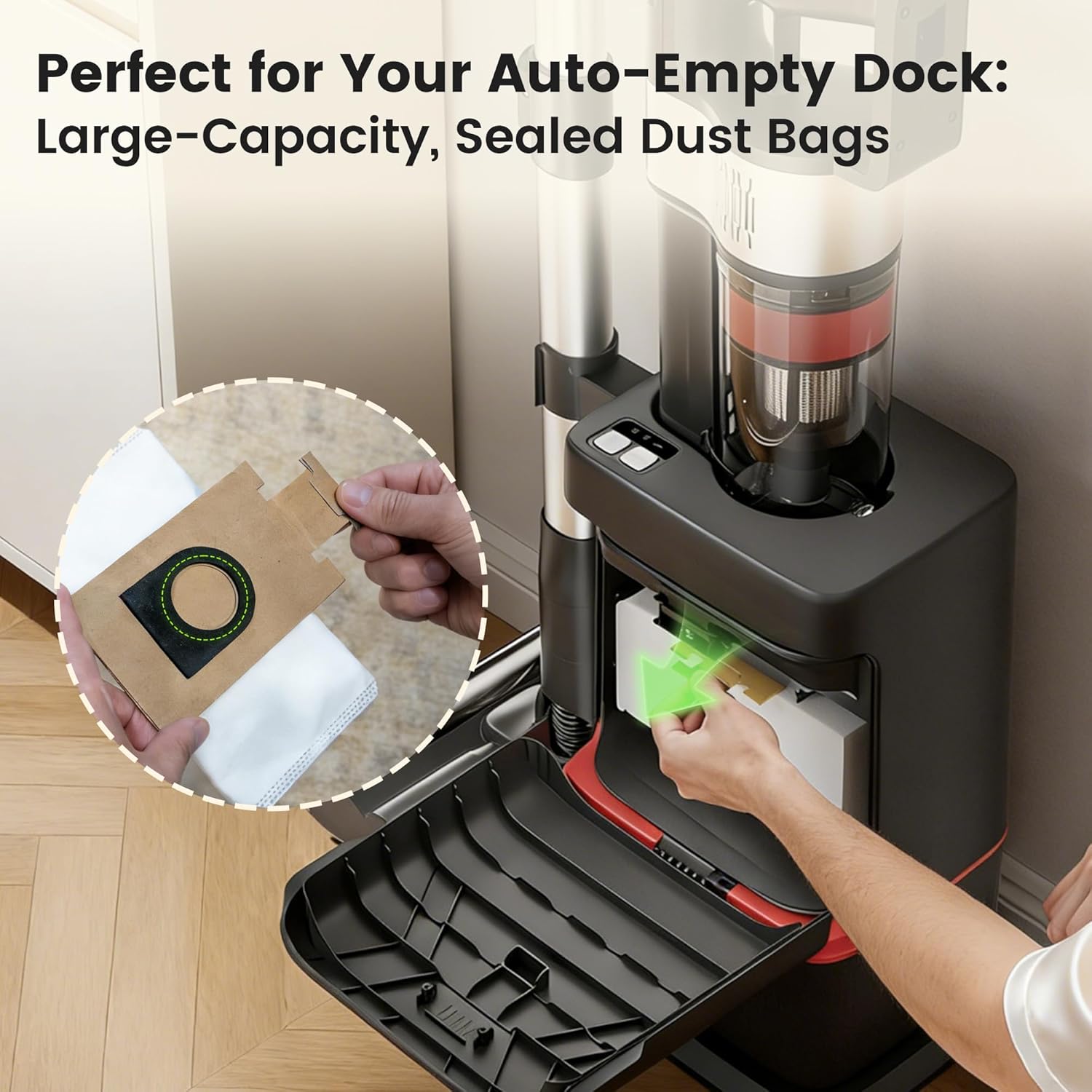 soges Auto-Empty & Self-Charging Cordless Stick Vacuum Cleaner with Anti-Tangle Brushroll, HEPA Enclosed Barrier System, Charging Dock, Lightweight Handheld for Pet Hair, Hard Floors, 45 Min Runtime