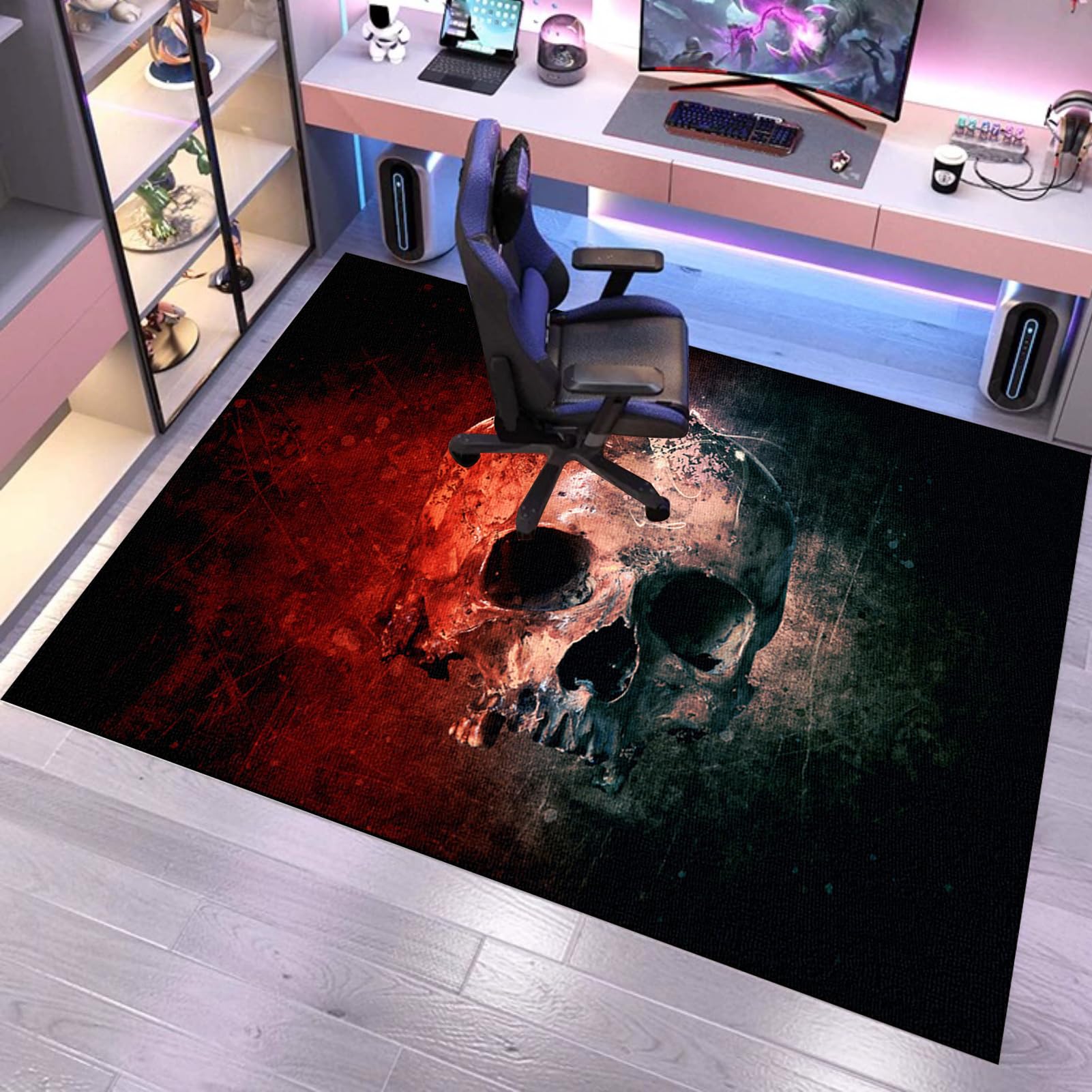 Gaming Bodenschutzmatte, Bürostuhl Teppich Unterlage, Schreibtischstuhl Unterlage 90 x 120 cm, Kratzfest Bodenschutzmatte für Teppiche rutschfest Bürostuhl Unterlage für Stühle Hohe Dichte Anti-Silp