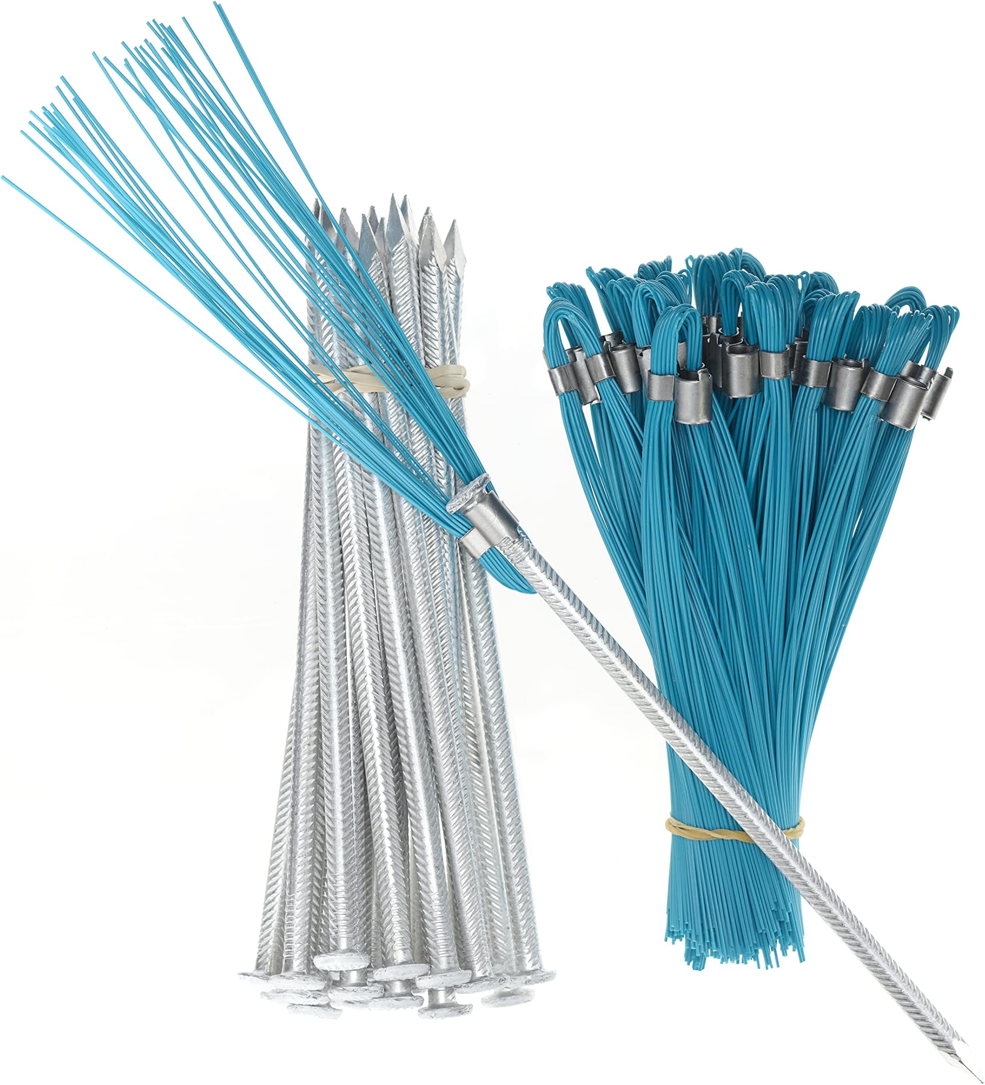 Ground Markers Blue 6 Inch Whiskers with Lightweight Non-Rust Aluminum Stakes (Pack of 25) Survey Stakes, Construction Markers, Property Line Markers, Trail Markers