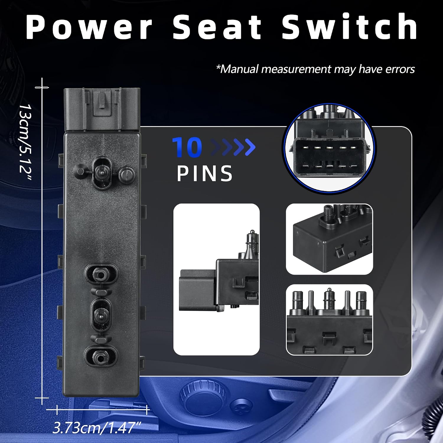 Power Seat Switch Adjust Switch 10 Way Front Left Driver Side Compatible with Nissan Altima 2007-2012, NV1500 NV2500 NV3500 2012-2019 Replace OE 87066-JA03A