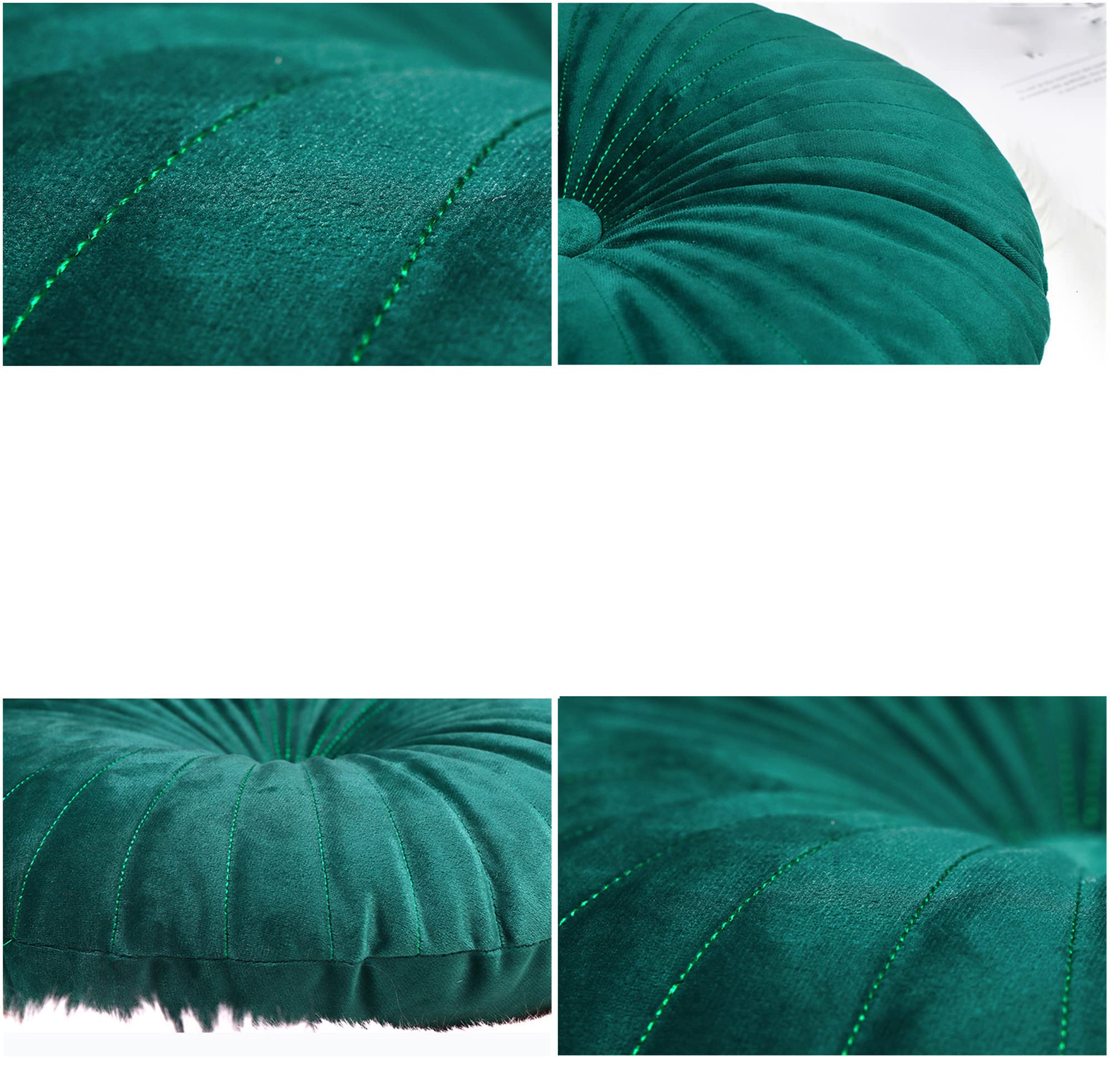 LANFIRE Cojín Redondo de Calabaza - Decorativo para Piso, Silla, Sofá y Cama (35CM, Verde)