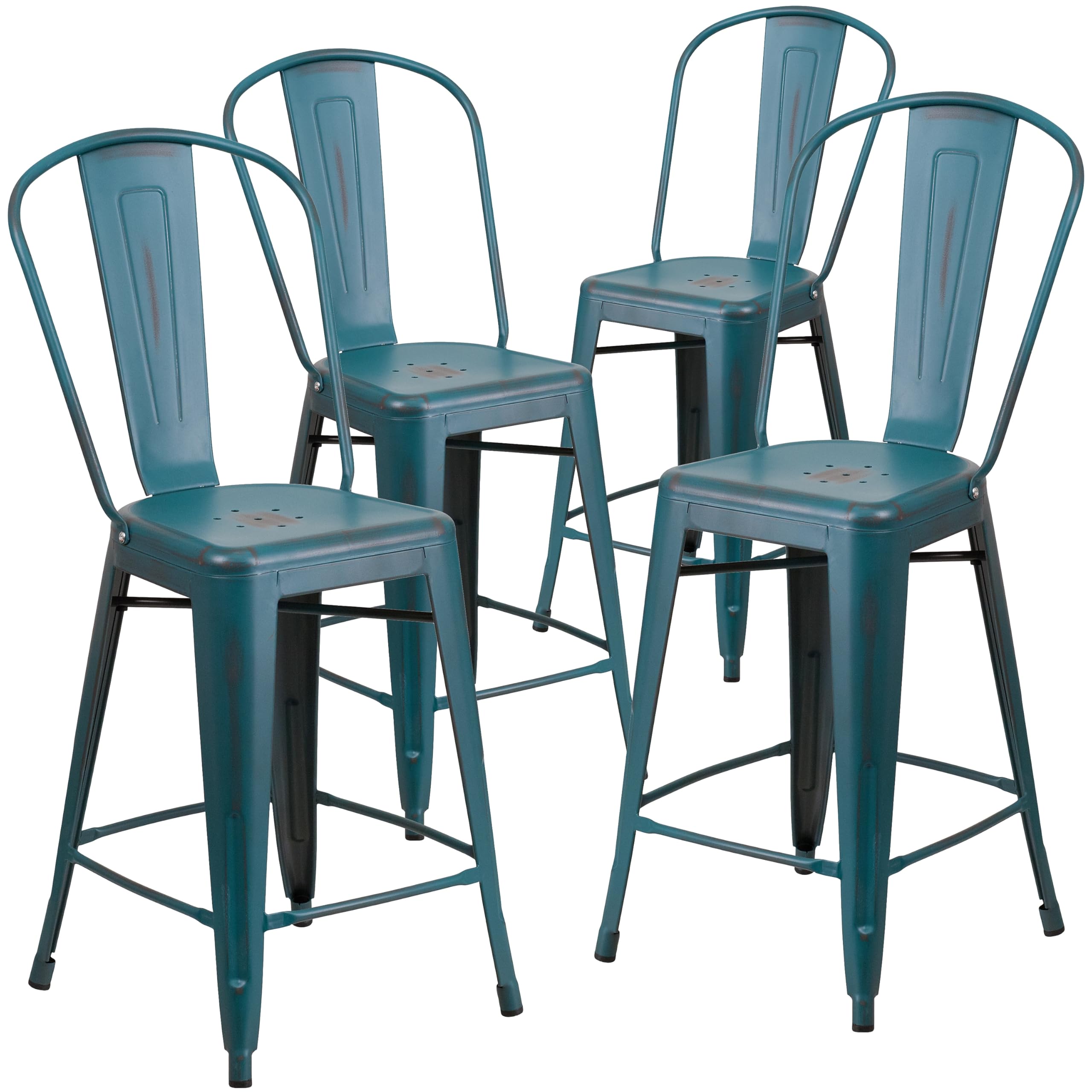 Flash Furniture Kelly Blue-teal / Set of 4 / Contemporary with a distressed finish Stools & Bar Chairs