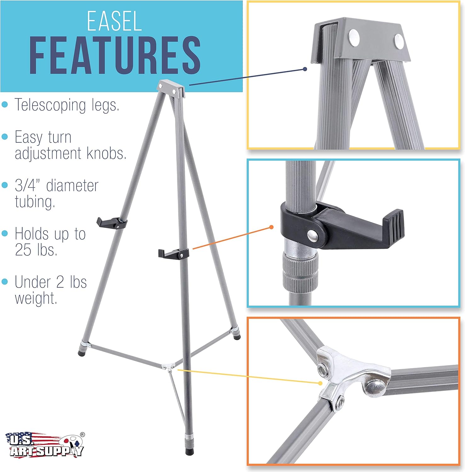 66" Silver Aluminum Adjustable Display Easel Stand