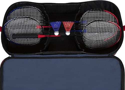 Miniatura 7 de Triumph Sports Juego de bádminton portátil patriótico con base independiente que se instala en cualquier superficie en cuestión de segundos,