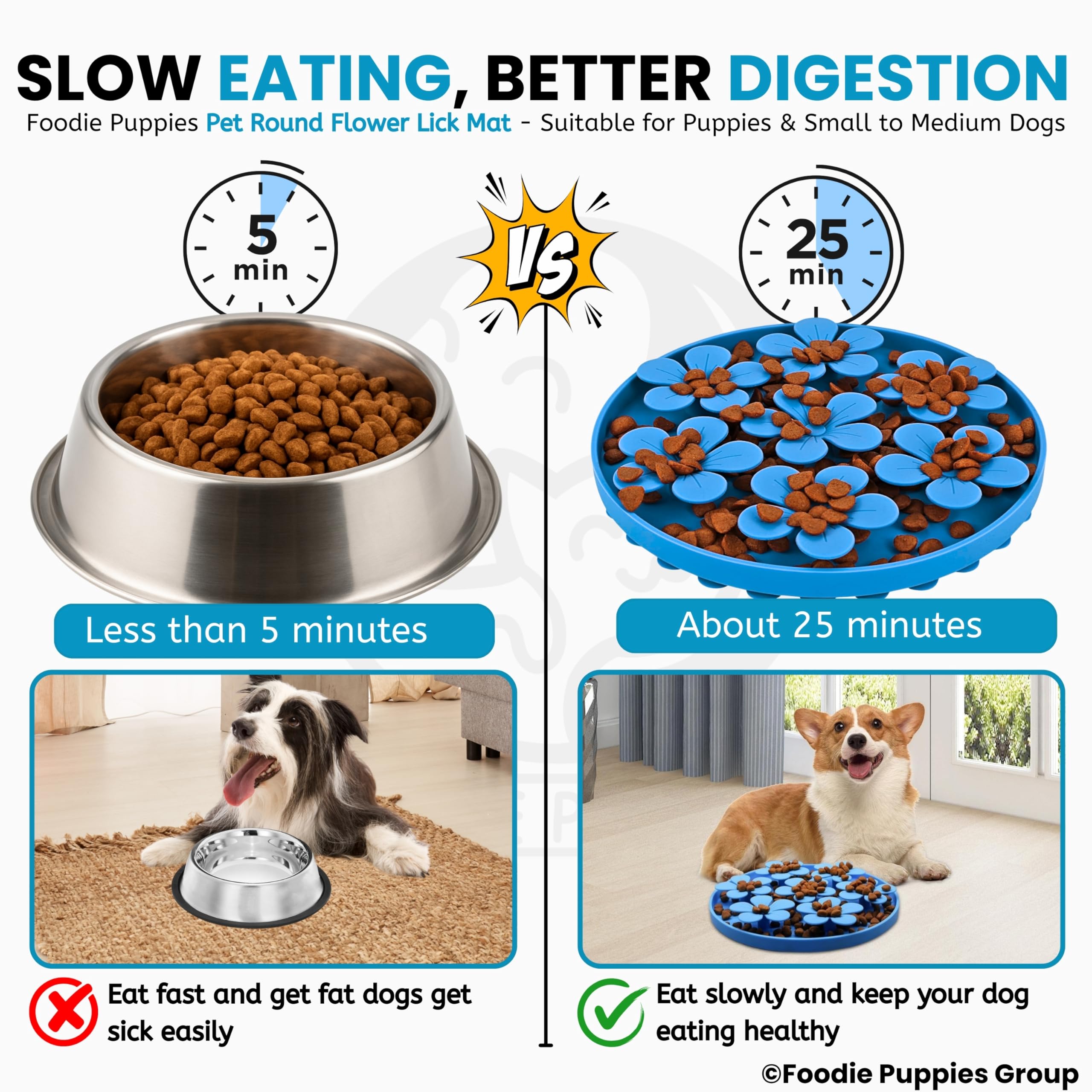Foodie Puppies Round Silicone Slow Feeding and Licking Mat for Cats and Puppies - Flower Food Mat | Slow Feeder Bowl, Dog Cat Puzzle Toy 3