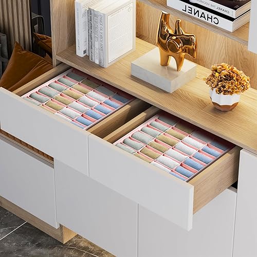 Miniatura 105 de Joyoldelf Organizador de cajones para calcetines, organizador de ropa interior, organizador de 16 celdas de tela, cajas de almacenamiento para Beige