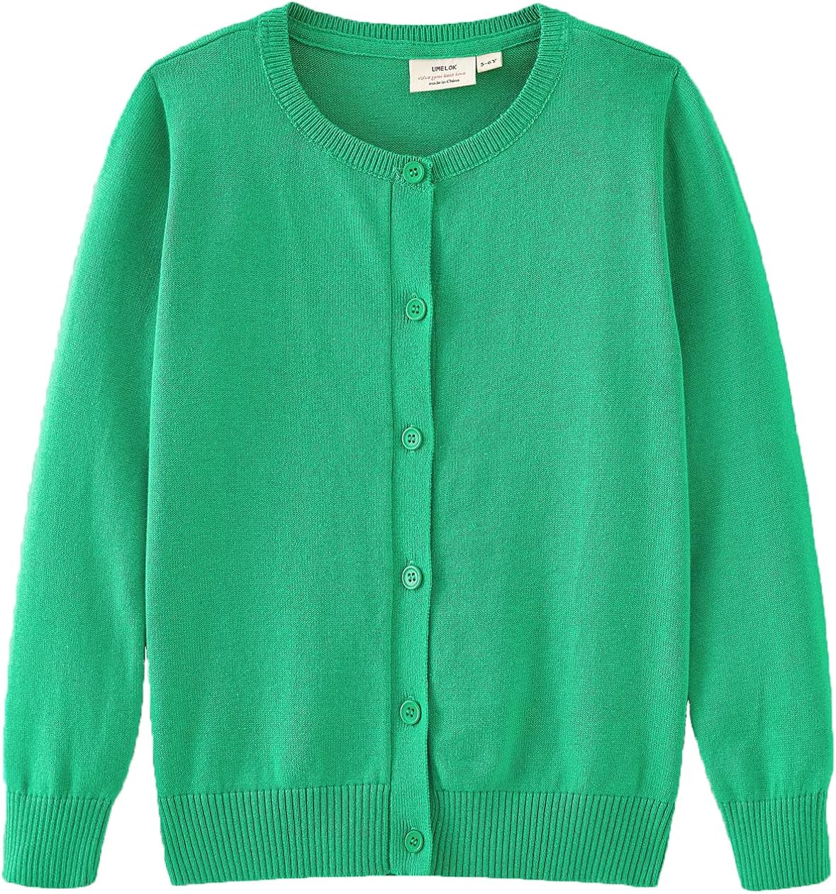 UMELOK Girls' Cardigans Sweater Cotton School Uniforms Button Solid Long Sleeve Knit Sweaters