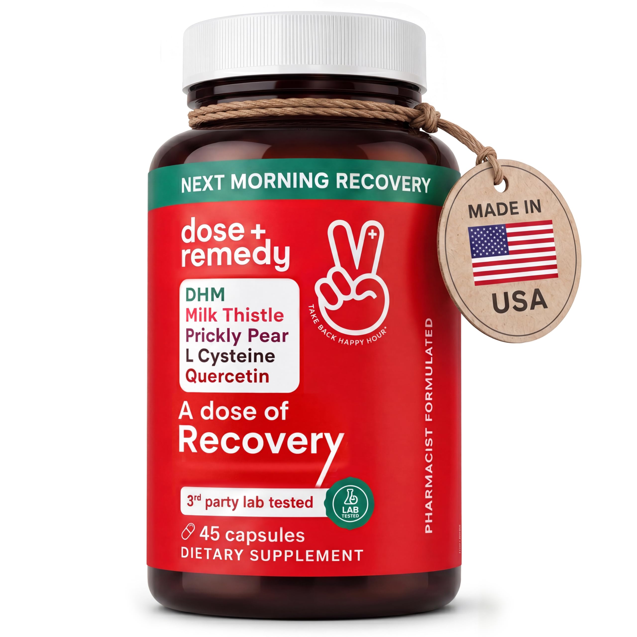 Dose of Recovery Asian Flush & Hangover Pills, DHM + L-Cysteine, 45ct 45 Count (Pack of 1)