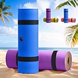 8x3 FT Floating Mat, Lily Pad Floating Water Mat 3 Layers XPE Foam, Foam Pad with Rolled Pillow for Water Activities and Relaxing on Pool, Beach, Ocean, Lake