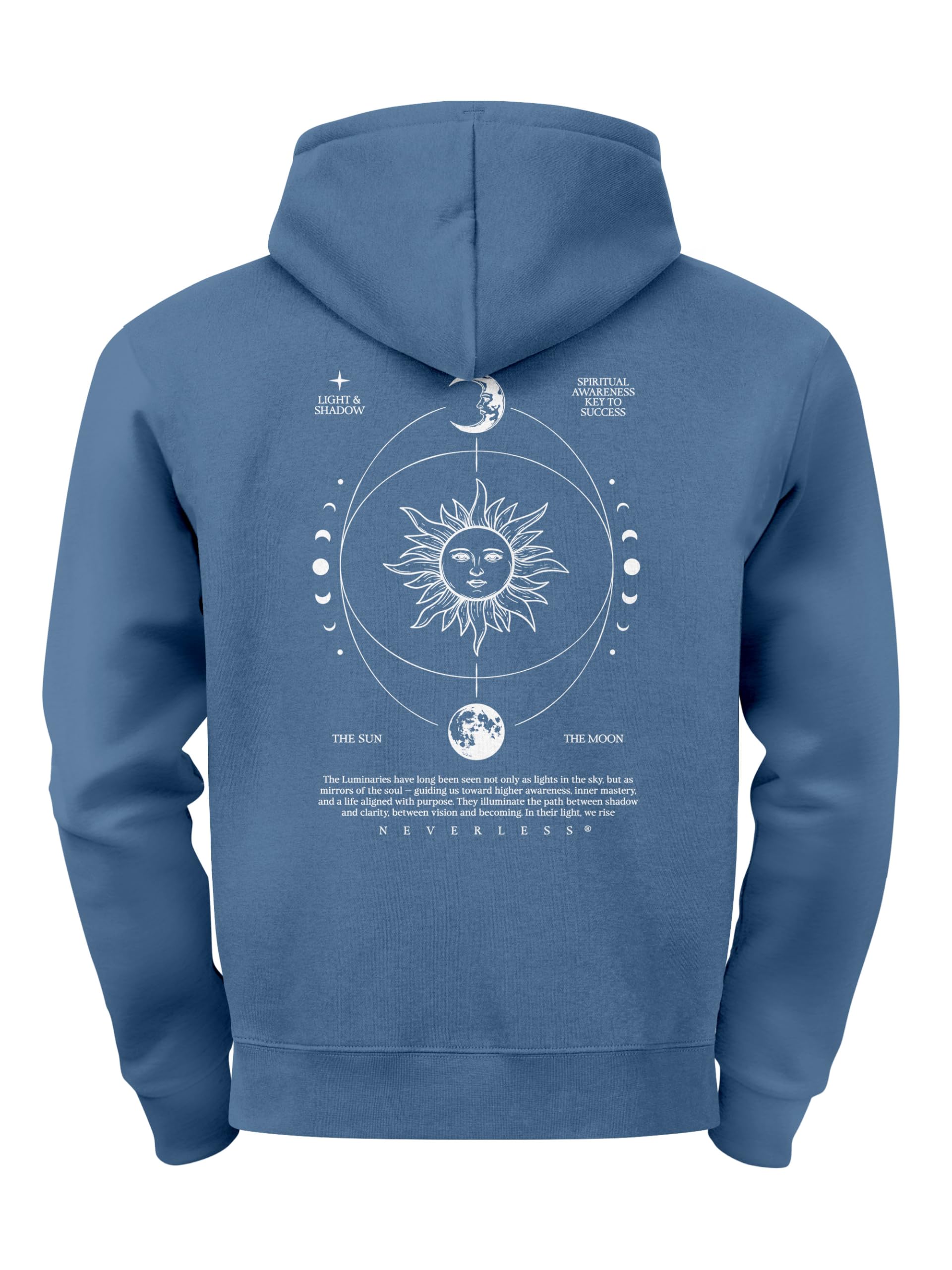 Neverless® Herren Hoodie Backprint Sun & Moon | Kapuzensweatshirt mit Sonne Mond Design Spiritual Streetwear Style