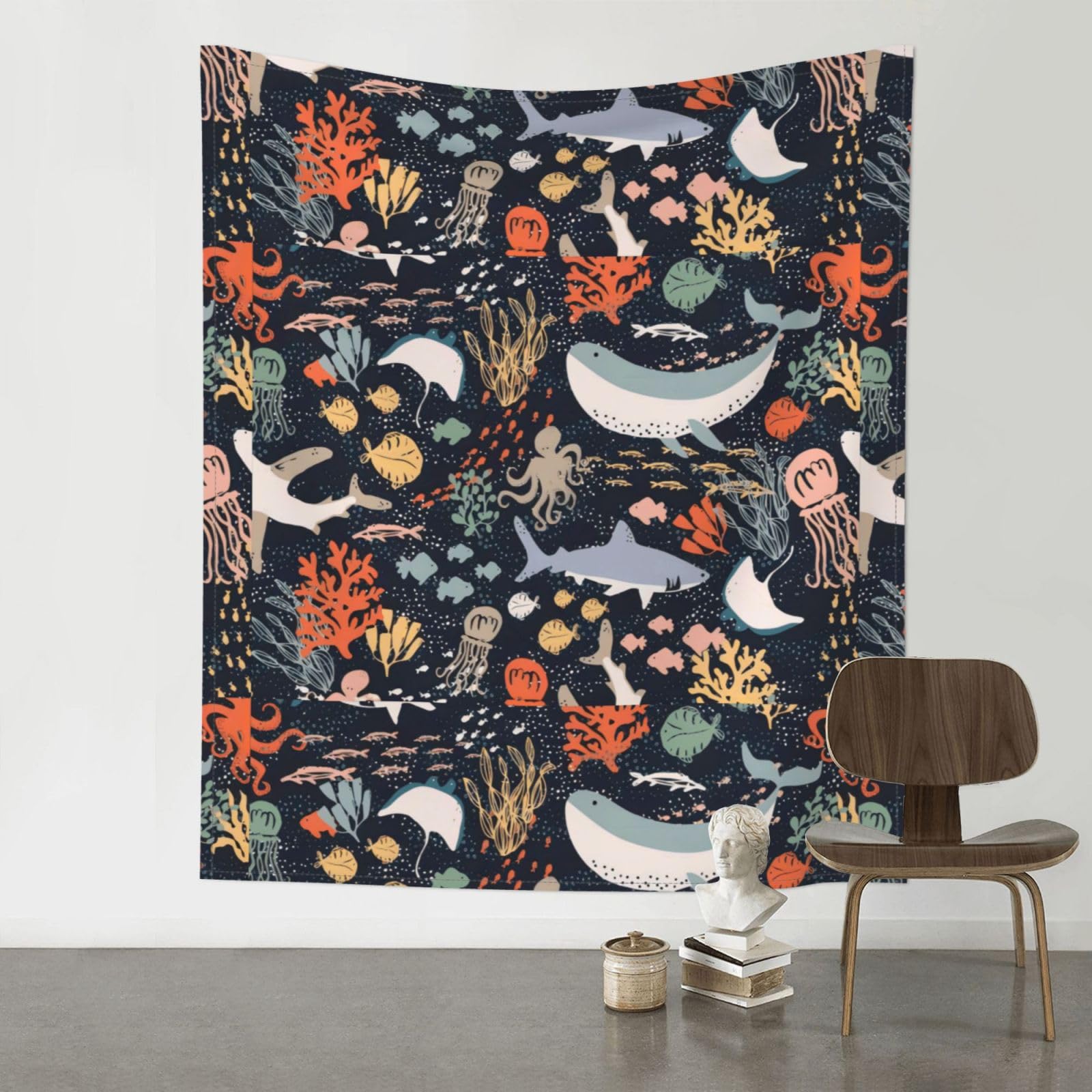 WHJSHOP Colorful Octopus Prints Original Wall Tapestry 60x51in – Boho Throw Blanket for Dorm Decor, Beach Picnic, & Bedroom Layering