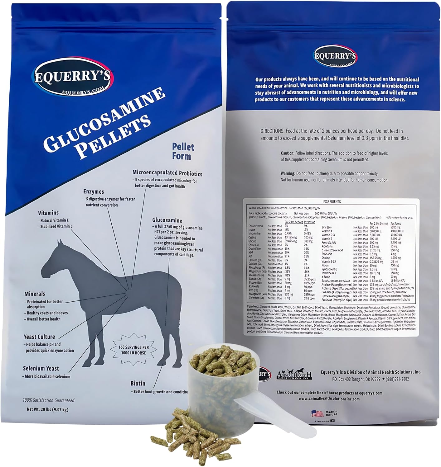 Equerry's Glucosamine Pellets - Joint Support for Horses with Probiotics, Digestive Enzymes, Vitamins, and Minerals - Made in USA - 20lb