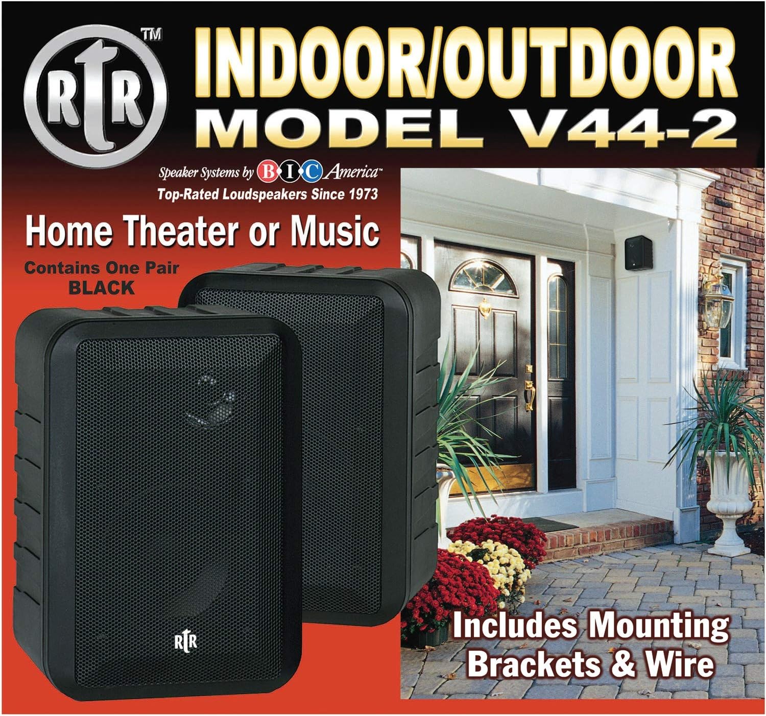 Bic America BICRTRV442 Rtrv44-2 Indoor/outdoor 3-Way Speakers - Black