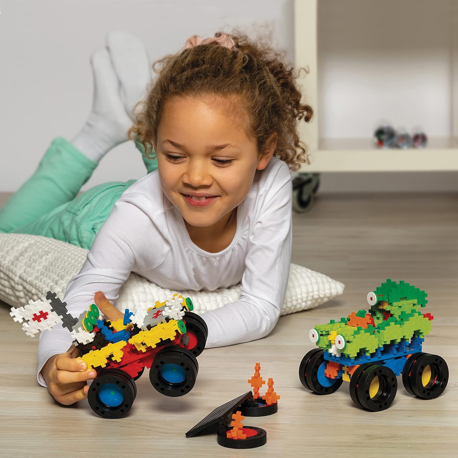 PLUS PLUS GO! Monster Trucks,600 Pieces - Model Vehicle Building Stem Toy, Interlocking Mini Puzzle Blocks for Kids - Birthday Gifts for Boys & Girls