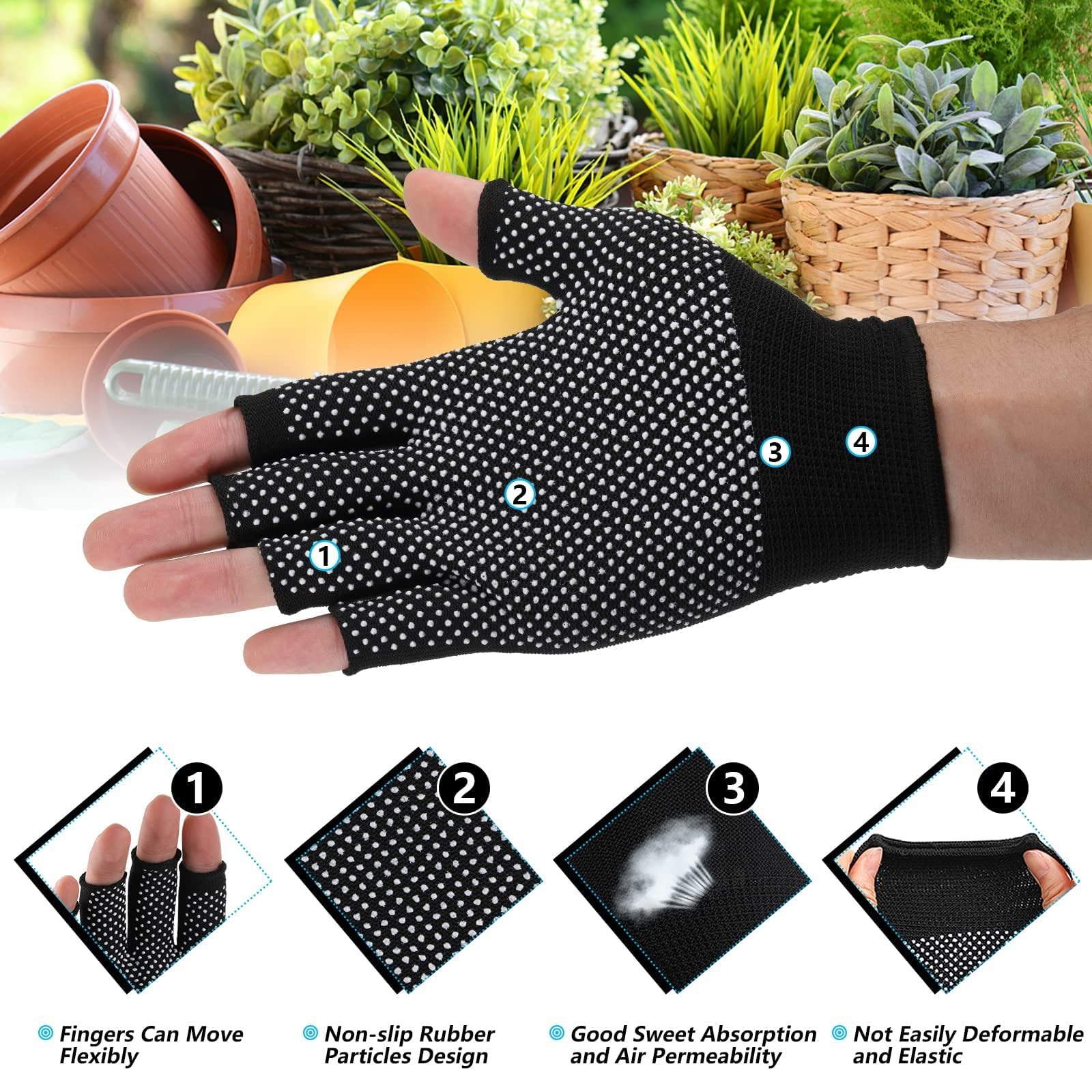 Guanti Invernali Senza Dita Unisex – Modello Antiscivolo Con Gripper, Caldi Per Guida, Yoga E Sport Outdoor