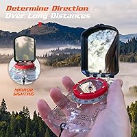 Vista 3 de PREPARED4X Hiking Compass Survival – Mirror Sighting Map Orienteering Compass – with 35-Ft 550 Survival Paracord Lanyard, Fire Starter, Whistle