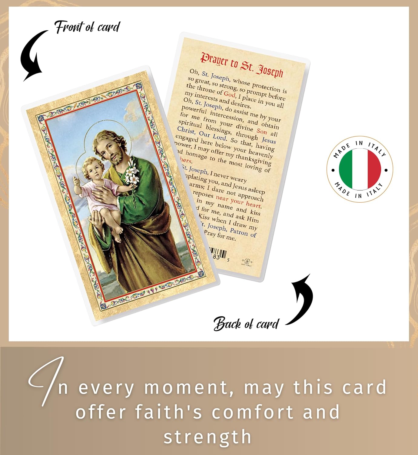 St. Joseph Prayer Cards - Laminated Set of 4, Made in Italy - Patron of Fathers & Families - 5 Item Set - Image 6