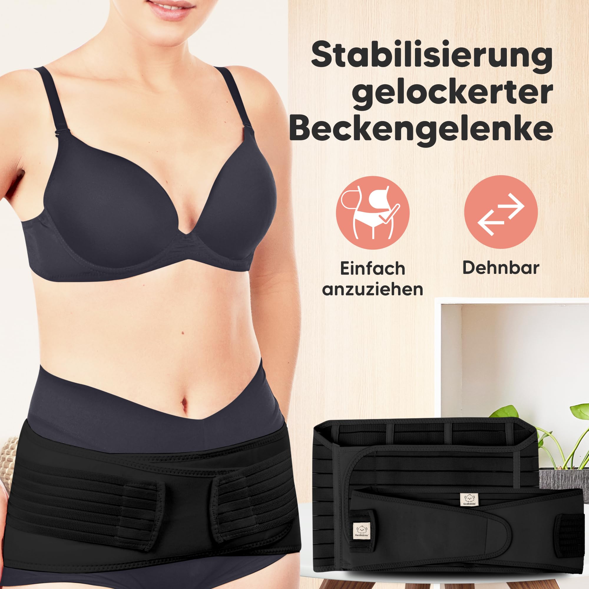 KeaBabies Revive 3 in 1 Postpartum Gürtel für Damen -Bauchgurt nach Geburt Kaiserschnitt,Rückbildungsgürtel nach Geburt,Bauchband nach Geburt,Bauchgurt Schwangerschaft (Midnight Black, M/L)