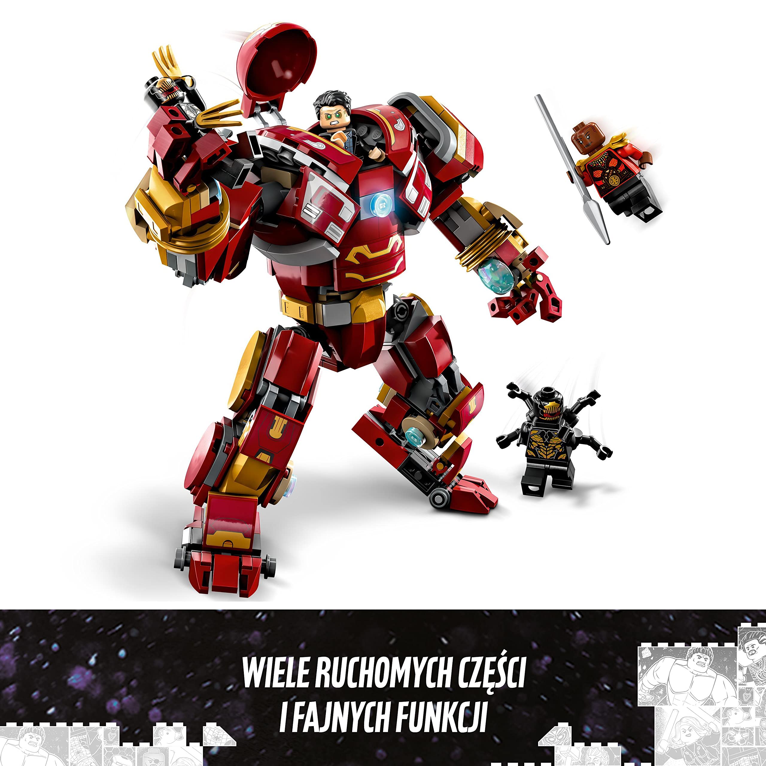 LEGO 76247 Marvel Hulkbuster: bitwa o Wakandę, Figurka Akcji, Zabawka do Budowania z Klocków Konstrukcyjnych z Minifigurką Hulka Bruce'a Bannera, Zestaw Kreatywny Avengers dla Dzieci