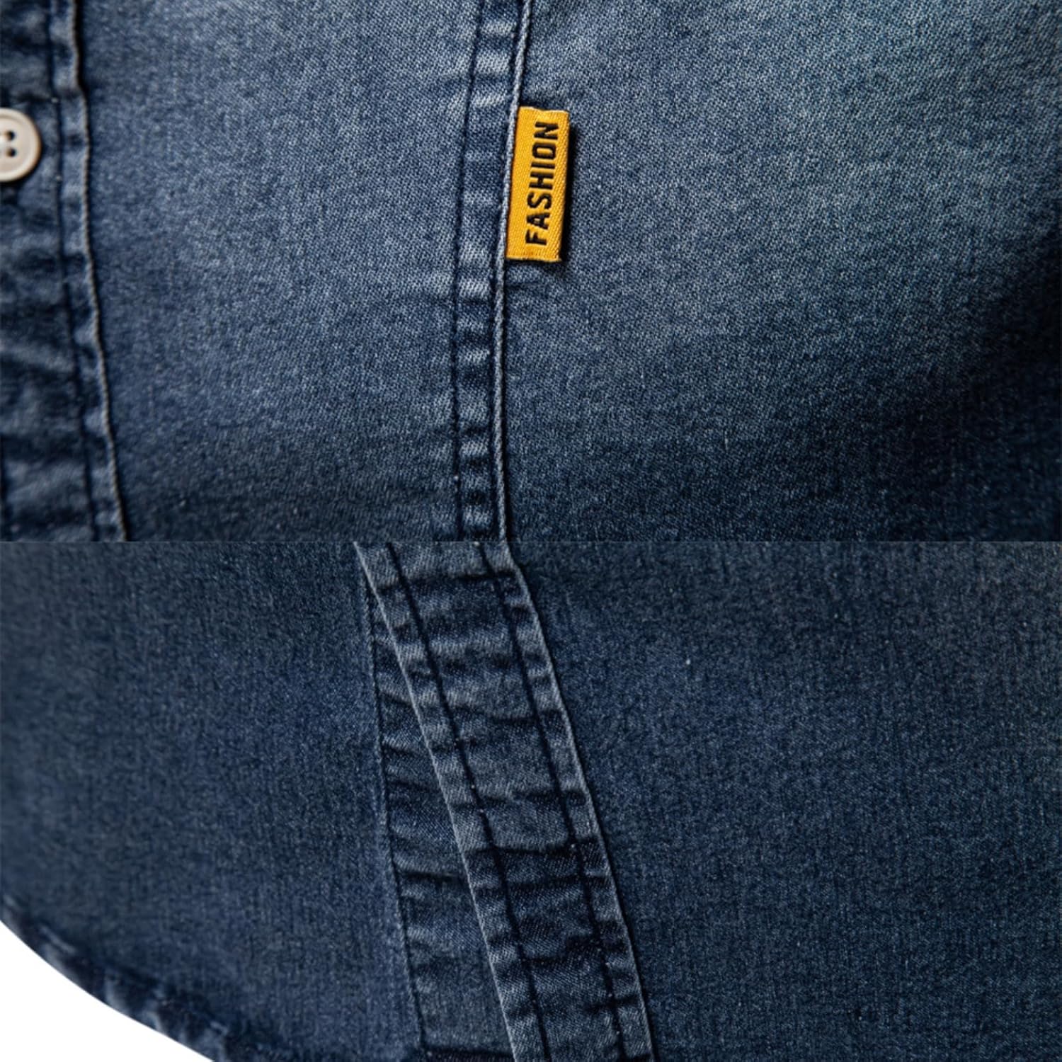 Denim Shirts Men Button Down Long Sleeve Jean Shirts Slim Fit Shirt - Image 4