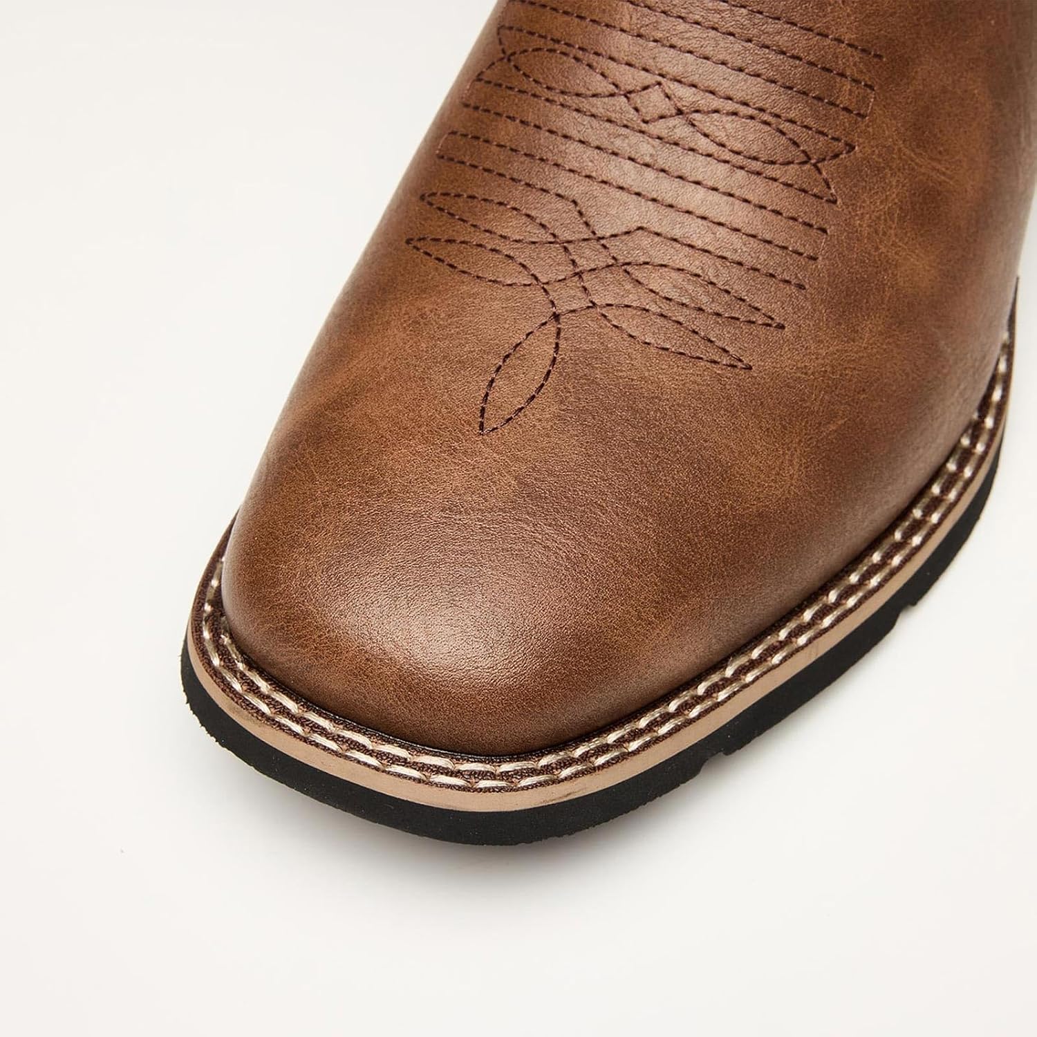 Men’s Cowboy Boots - Men's Western Boots with Classic Embroidered Slip On Square Toe Boots Durable Brown Chunky Heel for Spring Fall Brown