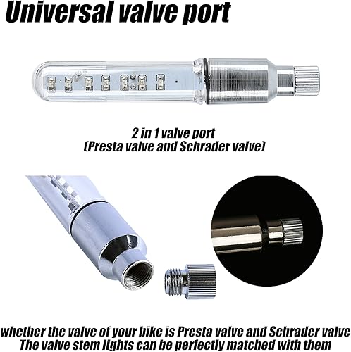 Miniatura 5 de DAWAY Luz de vástago de válvula de neumático de bicicleta A08  Luces LED impermeables para rueda de bicicleta, lámpara intermitente de neón que