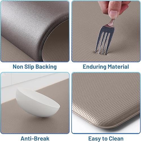 Miniatura 3 de StepLively Tapete de cocina, 2 piezas de alfombras de cocina, tapetes de cocina acolchados para piso, tapete antifatiga, juego de alfombras de