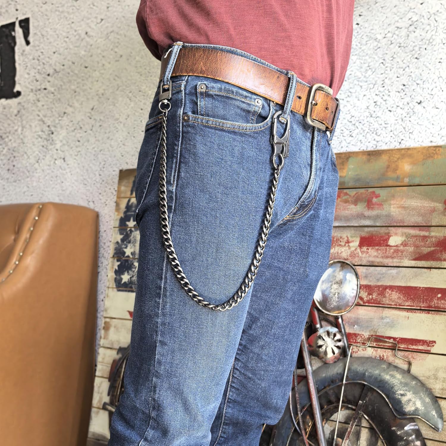 Ahiller Wallet Chains for Men Women Pants Chain with Double Metal Clips Heavy Duty Biker Chain for Jeans - Image 7