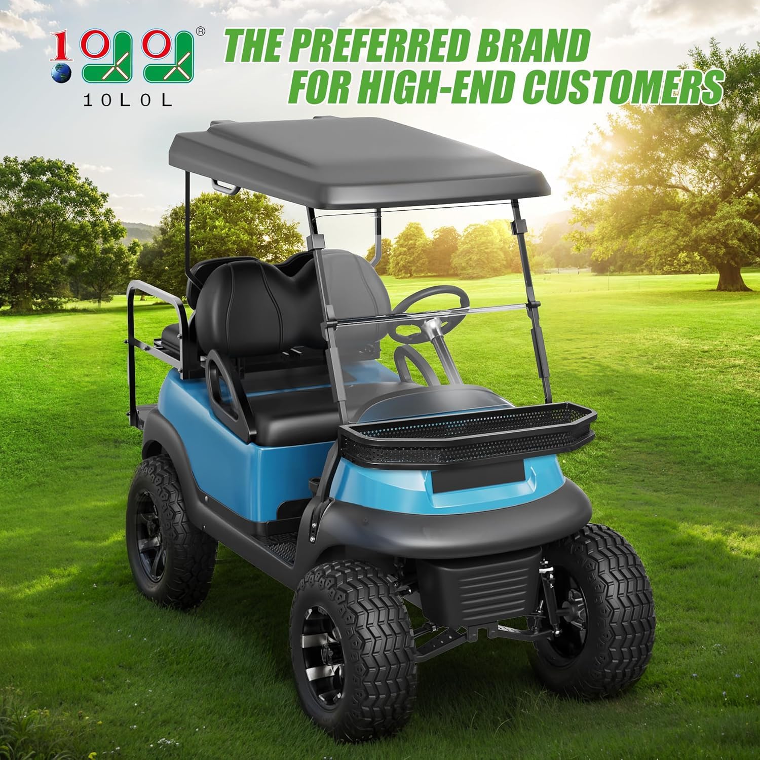 club car ds/precedent front cargo basket clay outer utility with mounting brakets for gas & electric golf carts, heavy-duty steel drop mesh storage rack