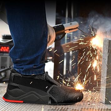 Steel Toe Covers for Shoes Boots, Leather Safety Toe Caps Work Guard Adjustable Anti-Smash Overshoes Protector Universal Fit Men Women Industrial Slip Resistant Alternative to Inserts, Black 1 Pair