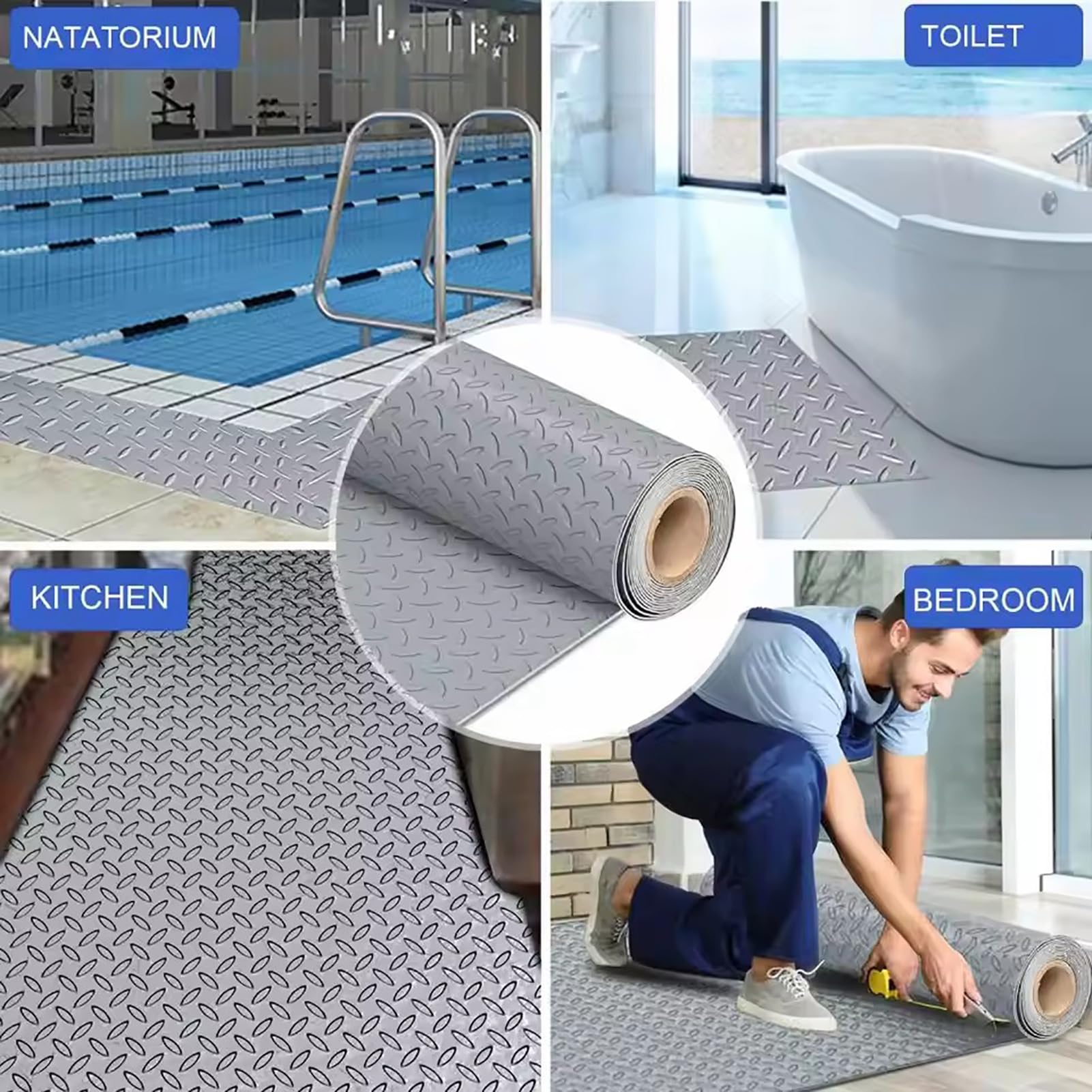 Alfombra de Goma granulada por Metros, (1.5 mm) para el Suelo del Taller, Alfombrilla Antideslizante, Cubierta Banco Trabajo y sótano, Remolque, Garaje,Gris,1.2x1m