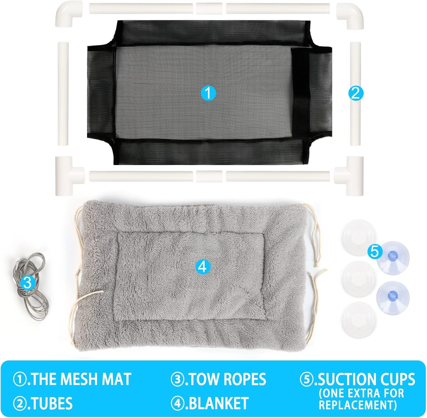 Cat Window Perch with Blanket,Majhulla Cat Window Hammock with Strong Rotating Suction Cups for Indoor Cats Safety Resting Sleep Hanging Cat Perch Seat for 15-30Lbs Large Cats