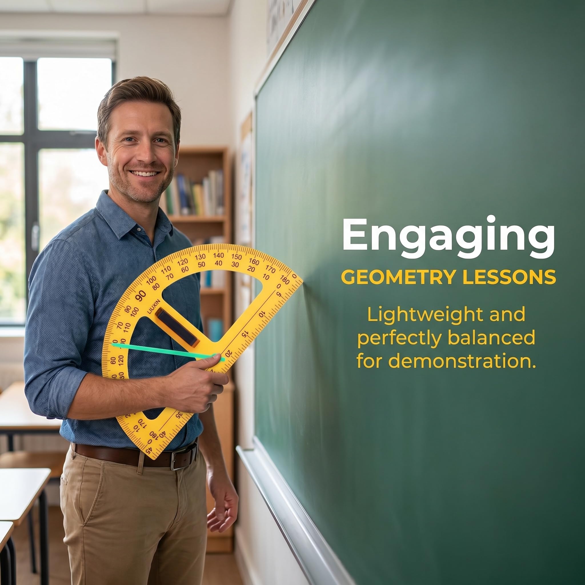 Grande set di righelli goniometri, righelli multifunzione per insegnamento geometrico, forniture per classe, strumento di misurazione digitale, aiuto per insegnanti, ideale per scuola e uso adulto