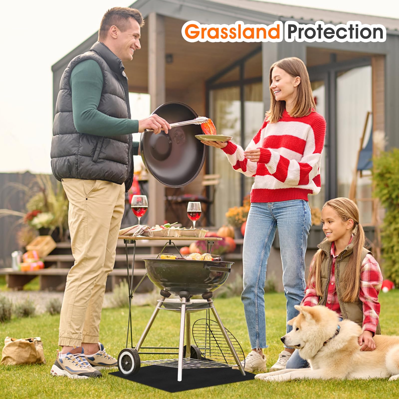 Tapis Ignifugé 50x50cm Pour Barbecue - Protection Sol Anti-feu Jusqu'à 980°C Pour Extérieur