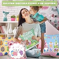 Vista 5 de 4 fundas de almohada de Pascua de 18 x 18 pulgadas, coloridas fundas de almohada de Pascua, fundas de almohada de conejito de Pascua, fundas