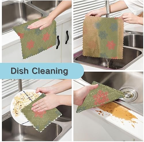 Miniatura 2 de KLL Colorful Christmas Trees Pattern Hand Towels Microfiber Oven Cotton Tea Towels Kitchen Kitchen Hand Towels Absorbent Terry Dish Cloths