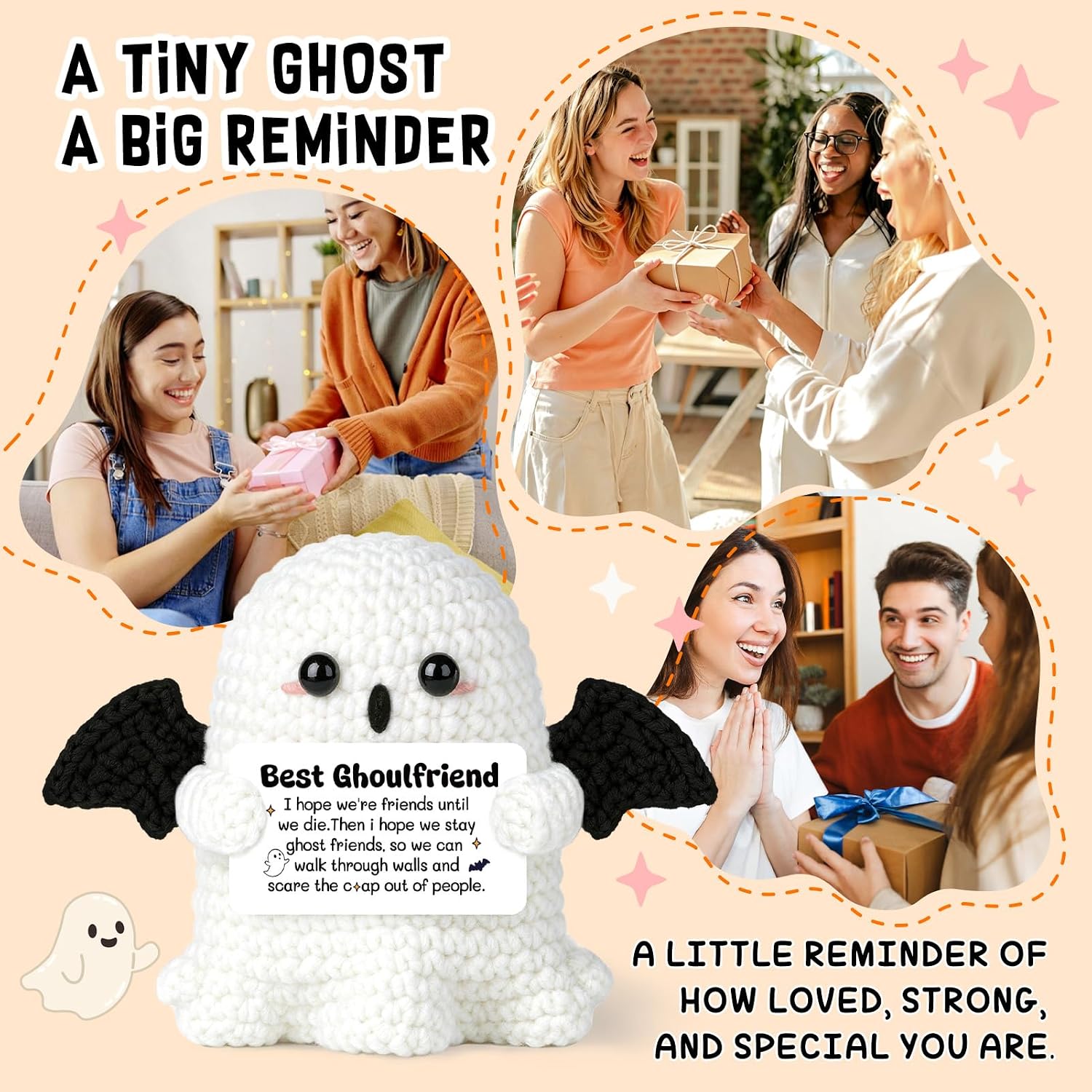 Best Friend Crochet Ghost Halloween Birthday Gift for Friends