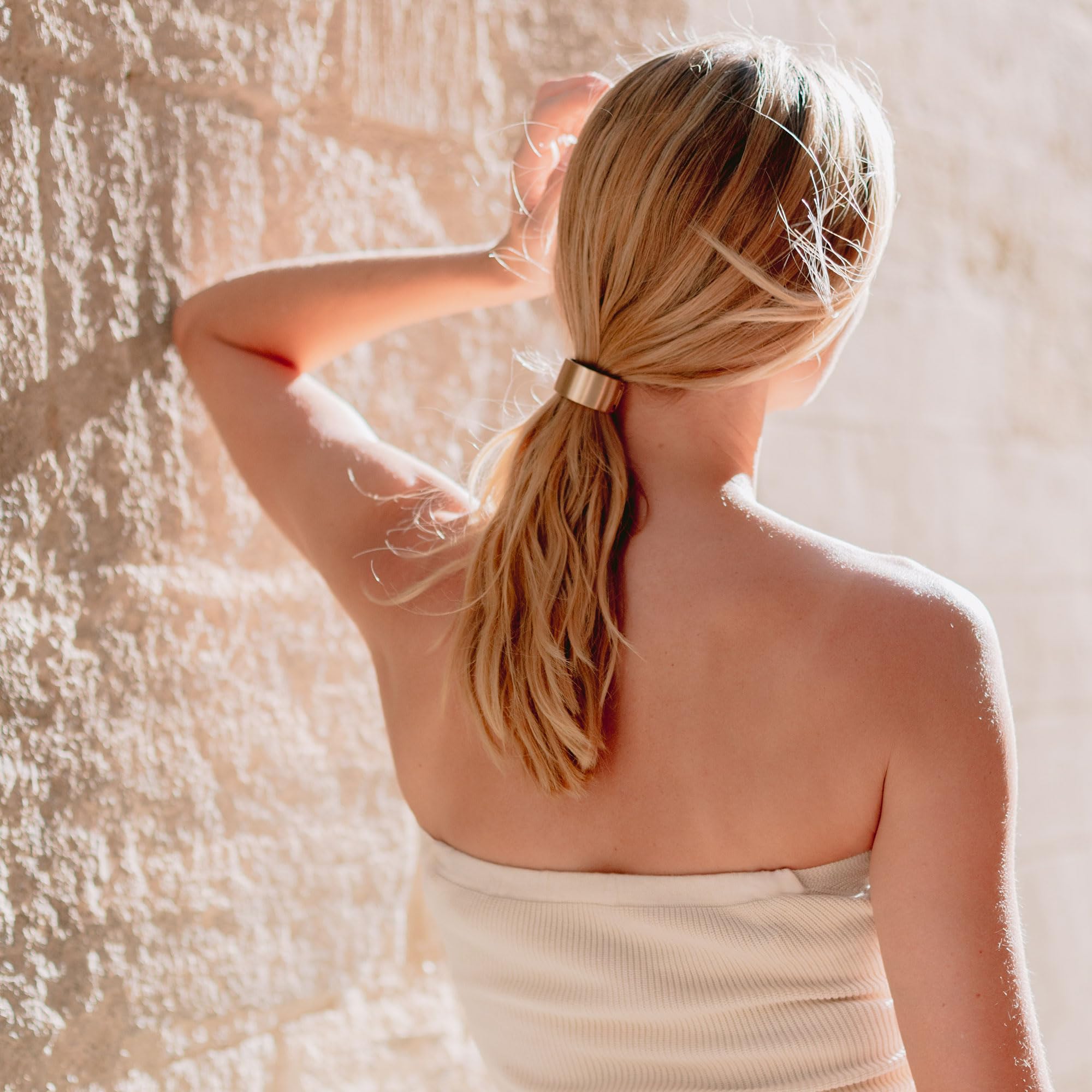 Amazon.com : L. Erickson Brushed Metal Cuff Ponytail Holder 