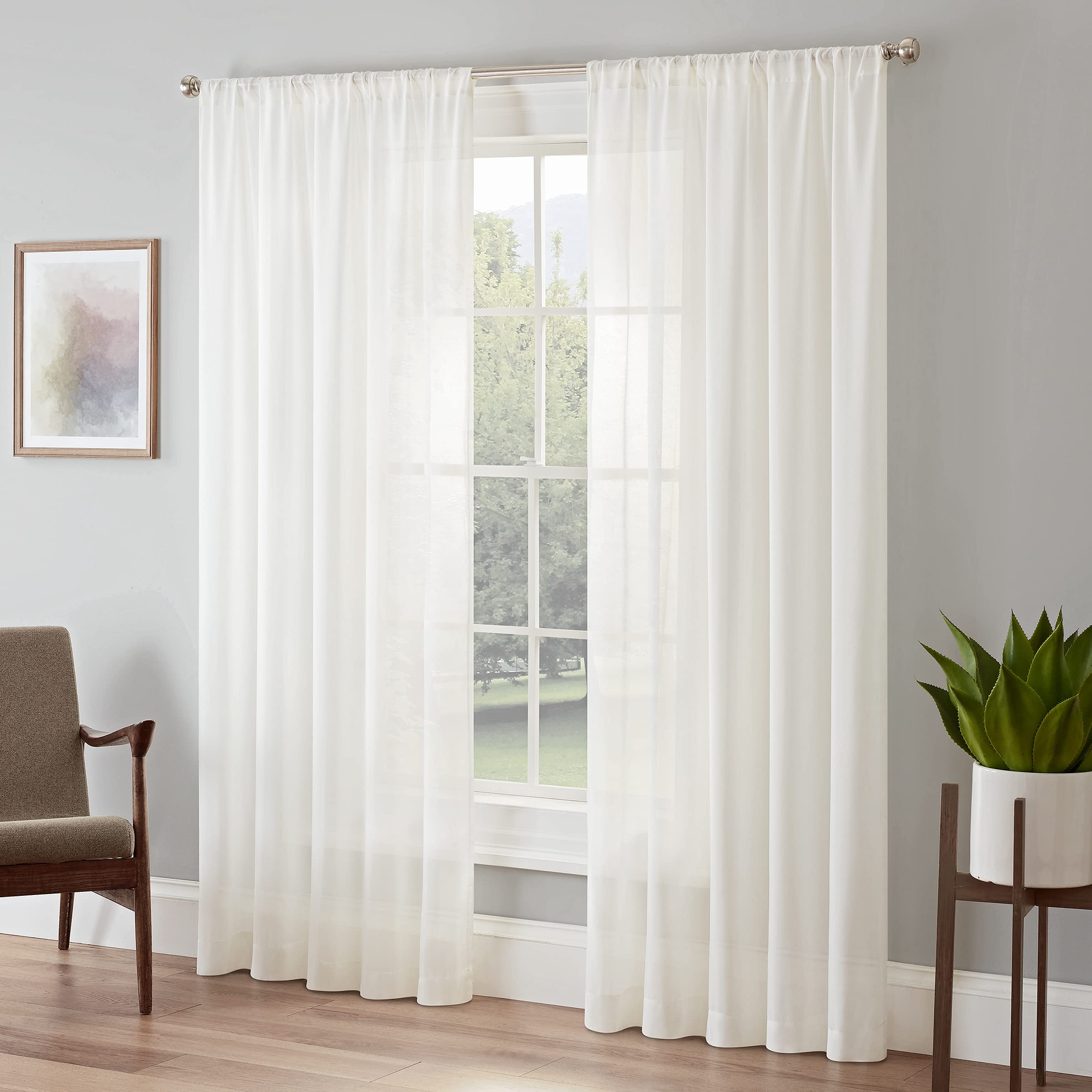 Eclipse Chelsea UV Light Filtering Window Sheer Curtain Panel White 52 x 95 95 Inches